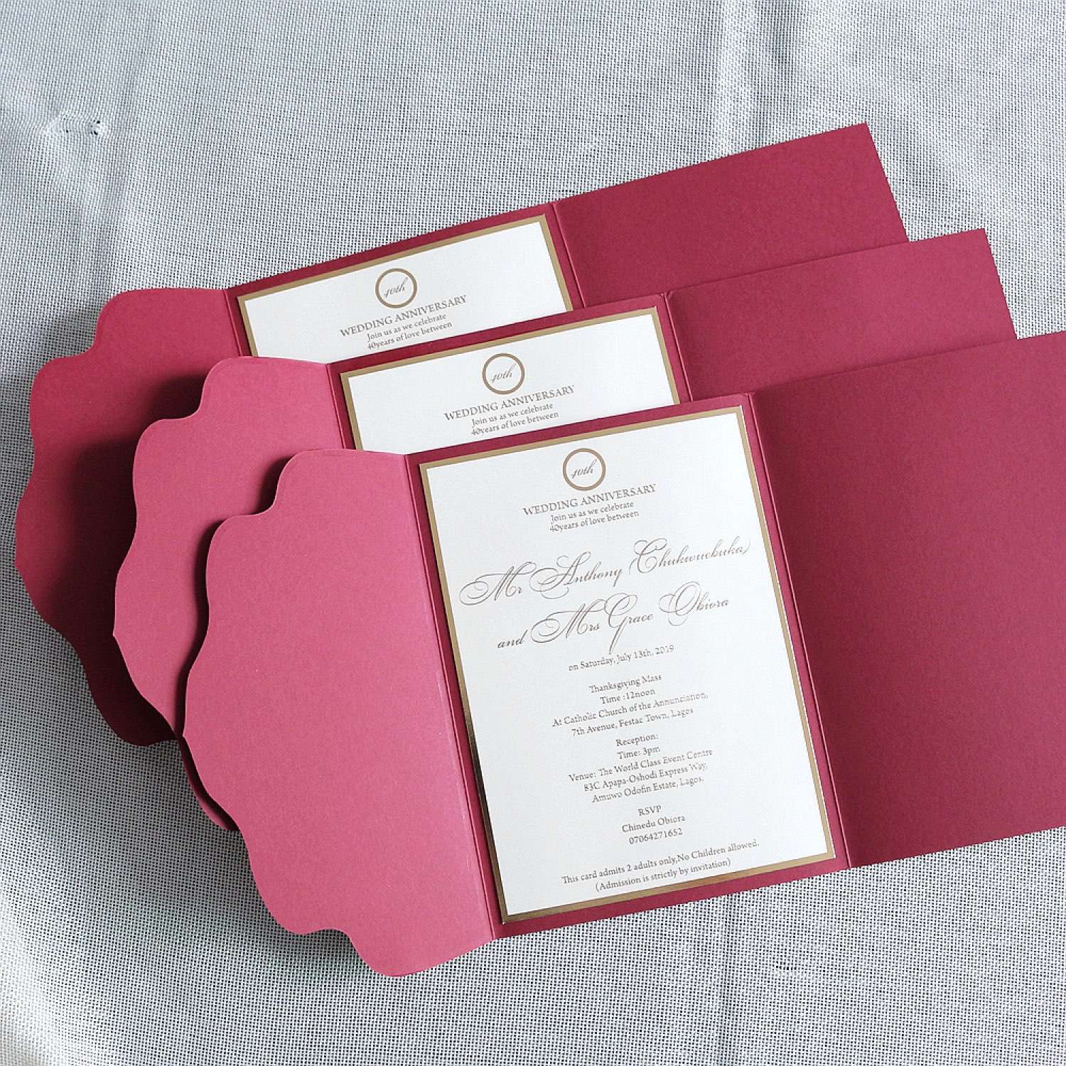 Simple Style Invitation Card Wedding Card Foiling Invitation Wine Red Customized